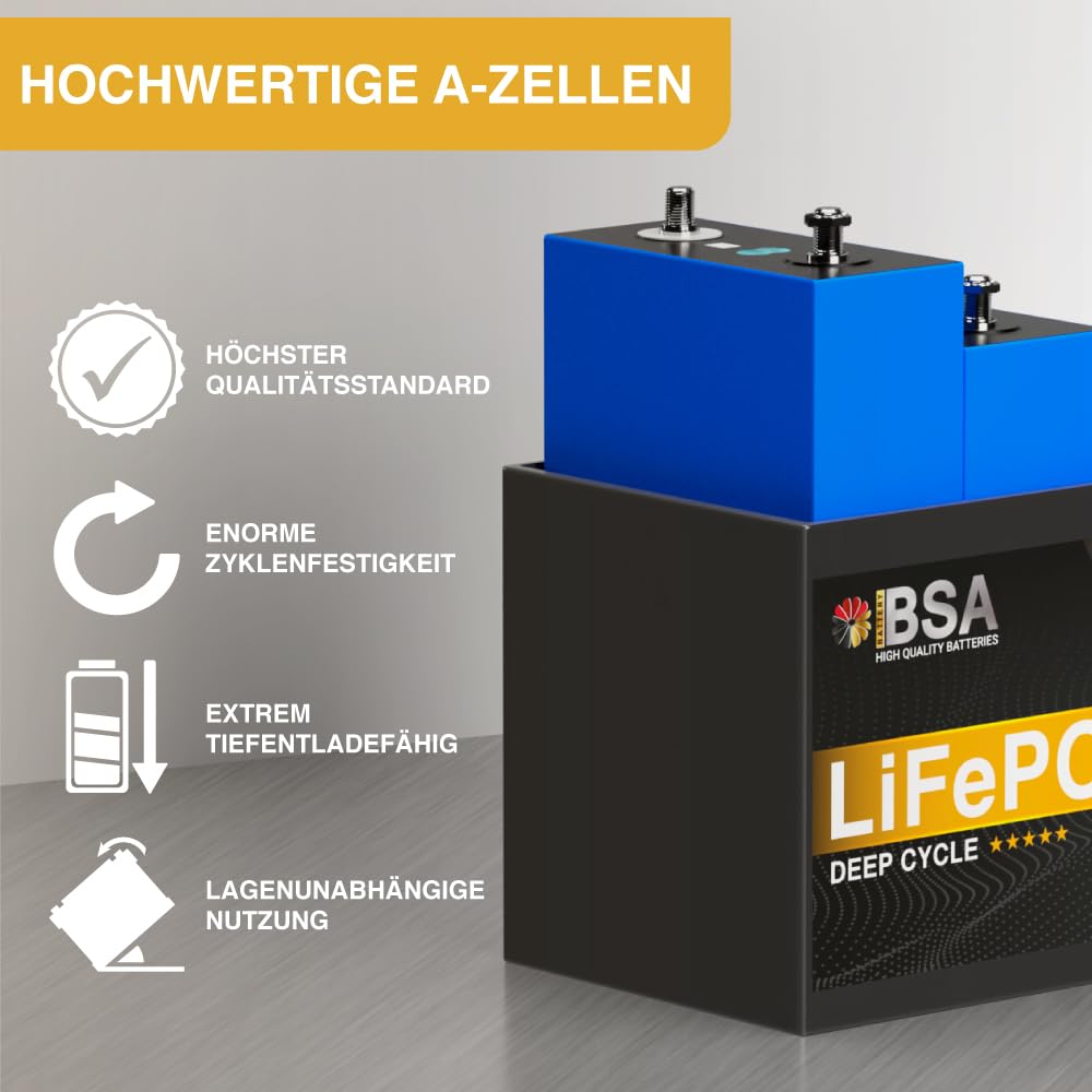 BSA LiFePO4 100Ah 12V Mini Lithium Batterie Wohnmobil Solarbatterie Solar