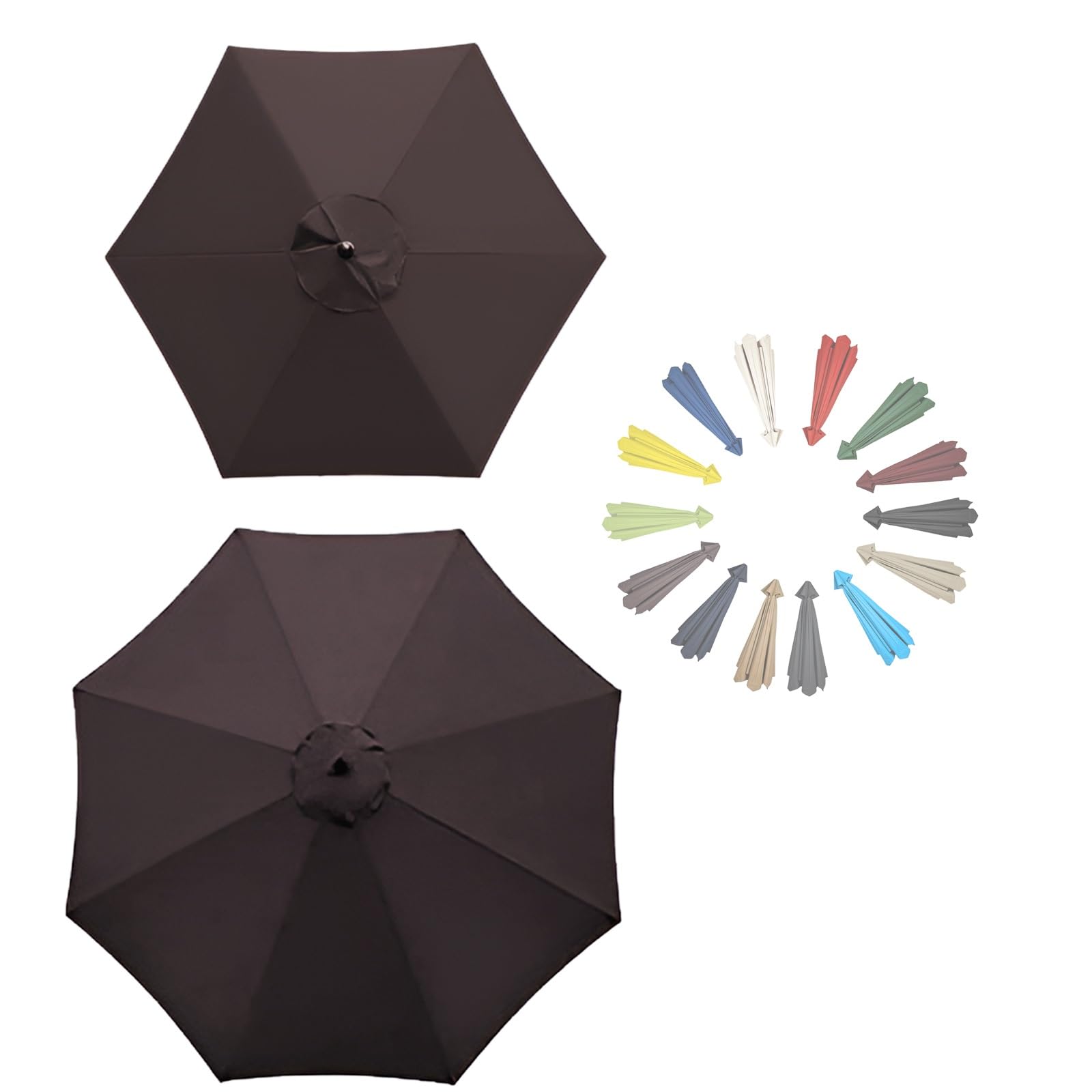GZDXBF Replacement Canopy Top, Replacement Parasol Fabric Cover Anti-Ultraviolet Replacement Parasol Cover(Brown,8 RIBS: 300CM/9.8FT)