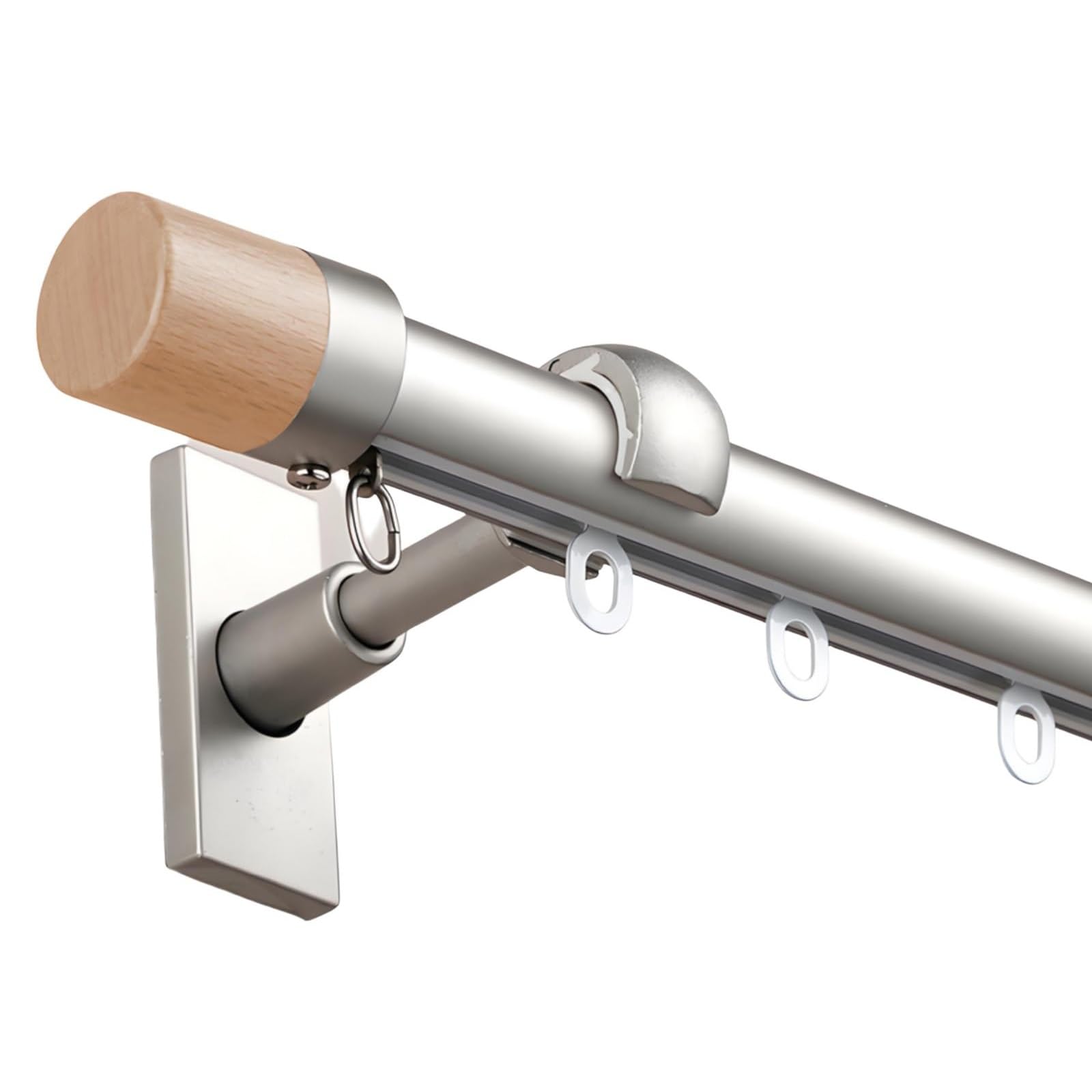 Cmjymx Grey Curtain Rail Single Curtain Track Wall Mounted, Decorative Bay Window Curtain Rod With Cap Finials, Curtain Poles For Patio Doors Or Room Divider(,8.2Ft/250Cm)