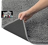 Kangaroo Luxury Chenille Bath Rug, Extra Soft and Absorbent Shaggy Bathroom Rugs, Machine Wash Mat, Strong Underside, Plush Carpet Mats for Kids Tub, Shower, Bathtub and Bath Room, 24x17, Gray