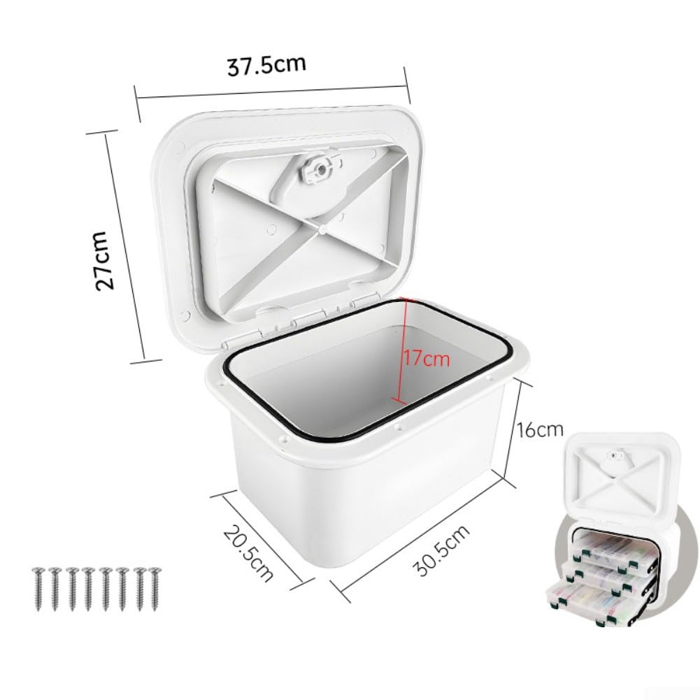 Caja de almacenamiento para cubierta de barco integrada, organizador de aparejos de pesca ABS, cubierta de escotilla resistente al agua, con tapa de sellado para yates pequeños manualidades