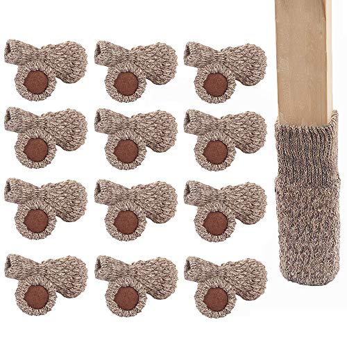 Preisvergleich Produktbild SURFMALL Möbelsocken 24er Set, Gestrickte Möbelfüße, Stuhlbeinschoner, Stuhlbeine, rutschfeste Möbelschuhe Fußboden Schutz Stuhl Protektoren für den Umfang 10cm-25cm Khakifarben