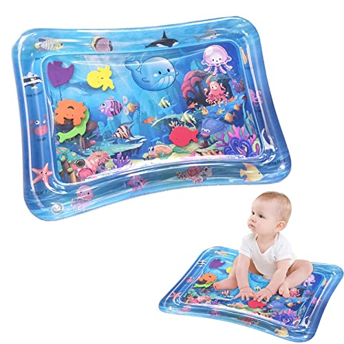 Cojín de agua inflable, estera inflable para bebés, alfombra inflable agua bebe, estera de juego de agua, juguetes sensoriales de desarrollo temprano para bebés, estera de juego(azul)