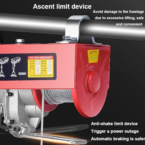 Paranco elettrico 300 kg 1000 kg con telecomando, altezza di sollevamento 20 m, ideale per fabbriche e magazzini, doppia dissipazione del calore, capacità 800 kg