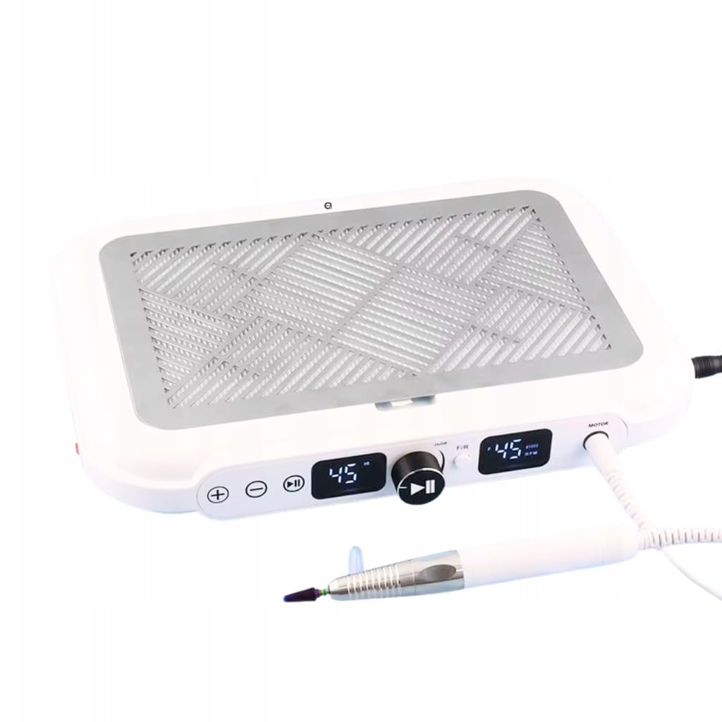 QSKY Frezarka Do Paznokci Z Pochłaniaczem Pyłu 170W 45000 RPM | 170W, frezarka 45000 RPM, podwójny wentylator, filtr HEPA, profesjonalne stanowisko manicure