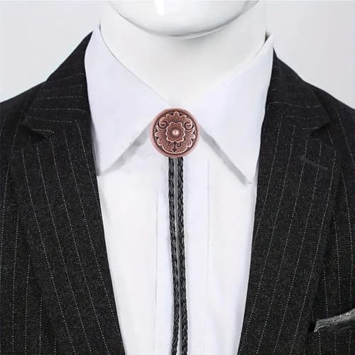 Image of GelConnie Floral Bolo Tie for Men Womens Bolo Tie Necklace Native American Black Men's Bolo Ties Western Cowboy Bolero Ties