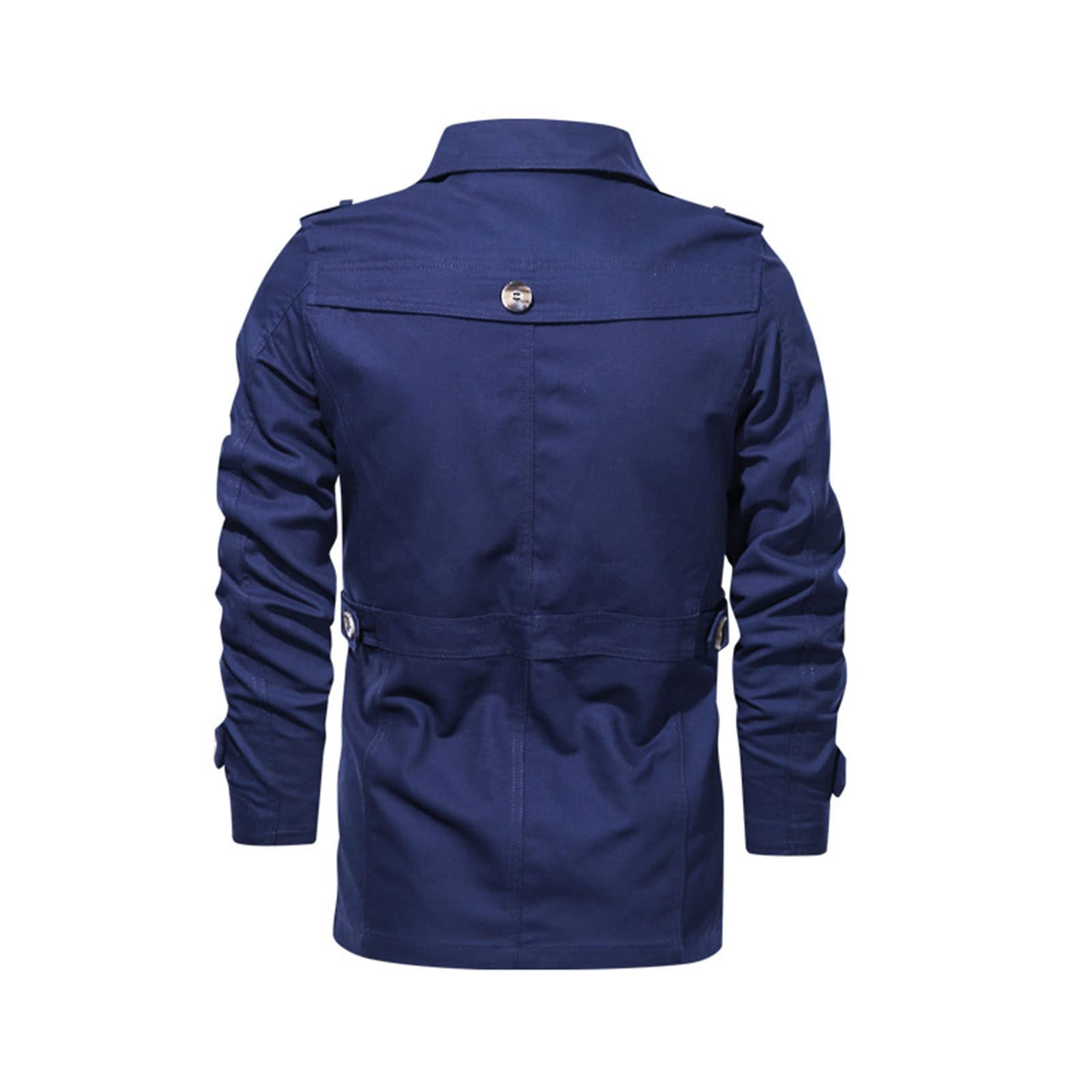 Maiyifu-GJ Men Trench Coat Single Breasted Slim fit Notch Lapel Long Jacket Lightweight Casual Button Down Windproof Overcoat (Blue,5X-Large)