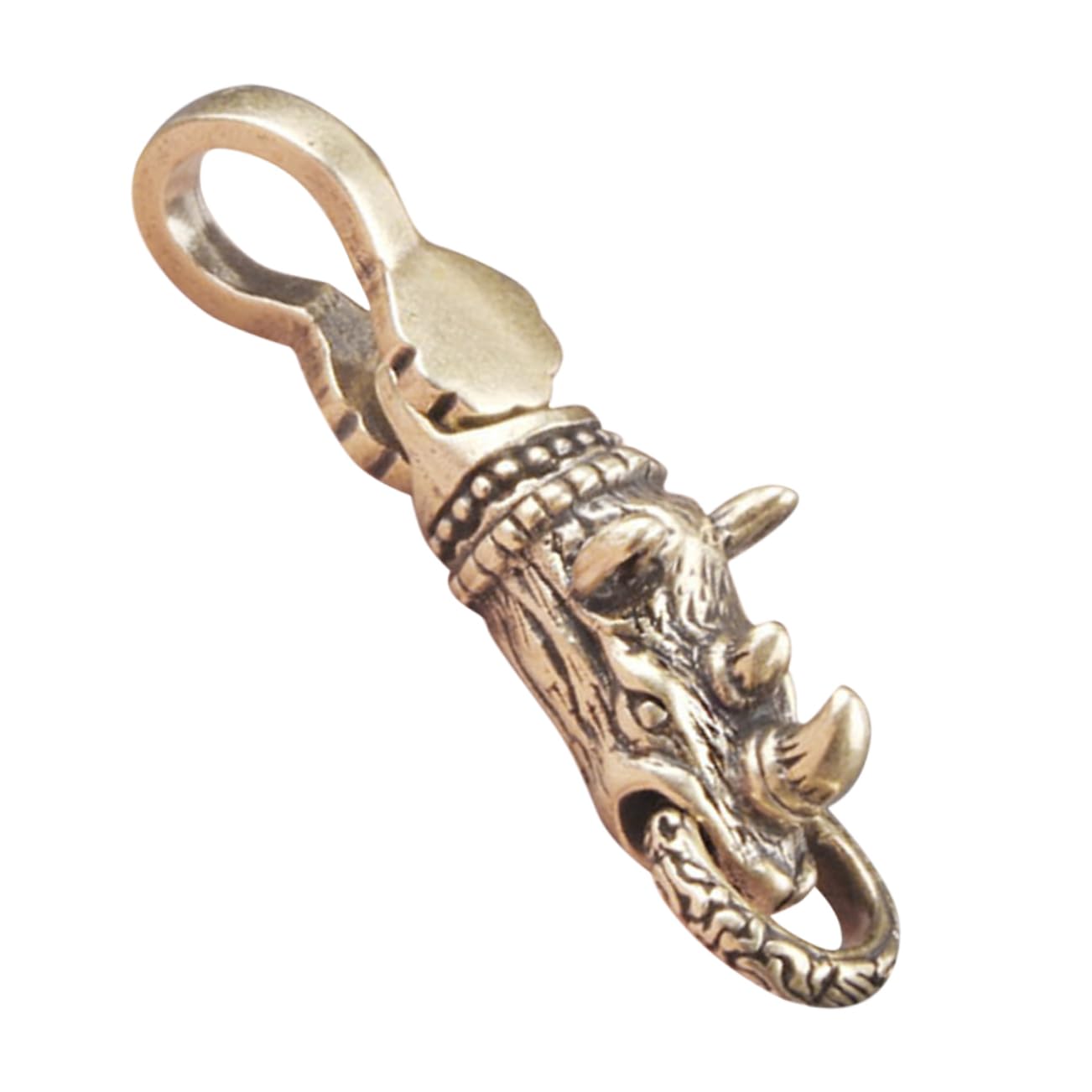 PLAFOPEdesktop Antique Model pendant chain brass animal chamrs Lucky ornaments hanging r-hino charm household decorate brass decor delicate key ring sculpture vintage keychain