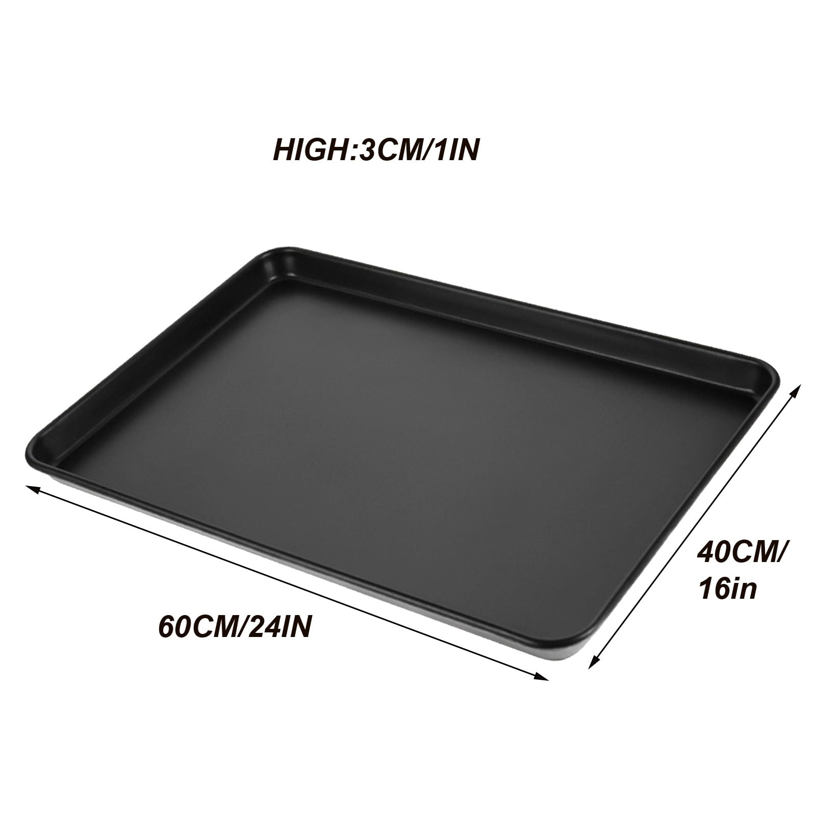 Aluminiowe blachy do pieczenia, zestaw 2 bardzo dużych talerzy do serwowania do grillowania, pieczenia i ciasta, klasa komercyjna, 60 x 40 x 3 cm, łatwe do czyszczenia