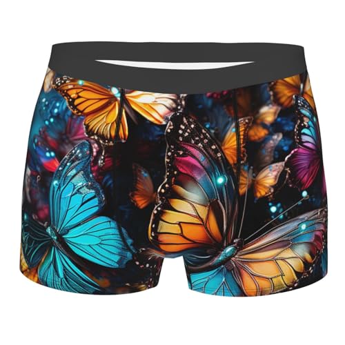 Men's Underwear Colorful Butterflies Flying Boxer Briefs Ultra Breathable Stretch Mens Moisture Wicking Underwear