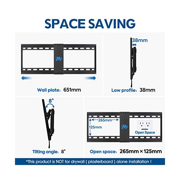 Mounting Dream Tilt TV Wall Mount Bracket for Most 37-70 Inch LED, LCD, OLED, Plasma TVs up to VESA 600x400mm and 60kg, Incl. Fischer Wall Plugs, Tilting TV Bracket MD2268-LK-02 Black - Image 4