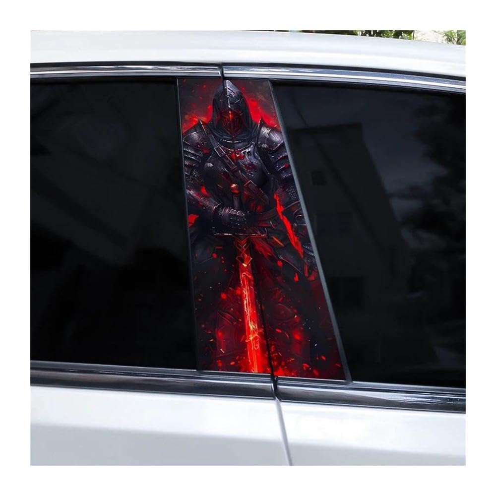 Body Parts 2pcs Car Center Pillar Stickers DIY Knight Style Auto B-Pillar Decals(Type A)