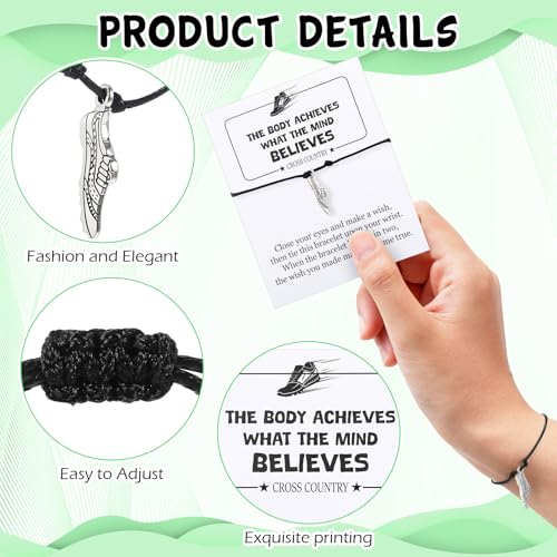 Quelay 12 Sets Cross Country Gift Adjustable Running Bracelets with Motivation Cards Track Field Accessories Gifts Runner Charm Wristband for Men Women Sport Football Team Christmas3