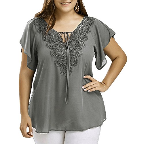 Ropa Camisetas Mujer, Camisas Mujer Verano Elegantes Encaje Casual Tallas Grandes Camisetas Mujer Manga Corta Camiseta Blusas Tops para Mujer Fiesta en la Playa (XL)