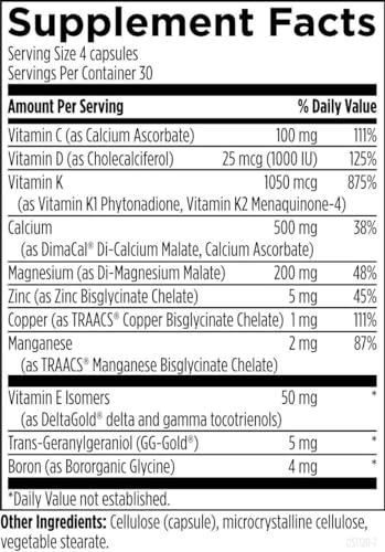 Designs for Health OsteoForce - Premium Bone Support Supplement - Highly Absorbable Nutrients Calcium Malate, Magnesium, Zinc Bisglycinate Chelate, Vitamins D + K - Non-GMO, Soy Free (120 Capsules) - Image 5