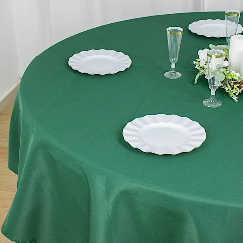Miniatura 5 de Balsa Circle Mantel redondo de poliéster de 90 pulgadas color verde cazador de alta calidad, para bodas, fiestas, banquetes, recepciones, eventos,