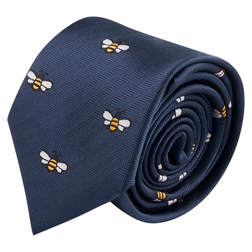 Cravate d'abeille brodée bleu marine pour éviter un costume trop terne