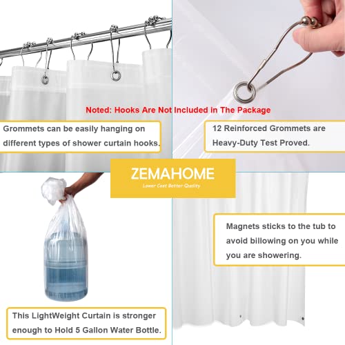 Zemahome Peva Frosted Plastic Shower Curtain Liner - 1 Pack Premium Light Weight 72" X 72" Bathroom Shower Showroom Curtain Liner With Rustproof Metal Gromments And Weighted Magnet #TOP5