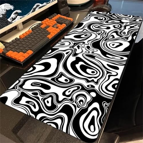 Alfombrilla de Ratón XXL 1200x600x2 mm Blanco y Negro Grande Alfombrilla Ratón Gaming Mejora Precisión y La Velocidad Mousepad con Bordes Cosidos Antideslizante Mouse Pad para Hogares y Oficinas