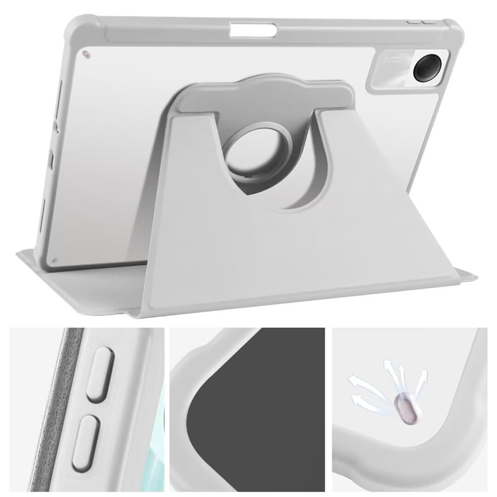 Generic etui kompatybilne z Xiaomi Redmi Pad 2 (kolor: Greyselected) inteligentne etui obrotowy stojak skórzany silikonowy twardy pokrowiec