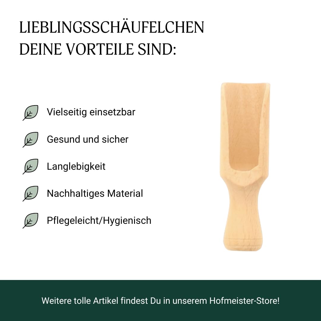 12x HOFMEISTER® Dosier-Schaufel aus Holz, 7,5 cm, Mess-Löffel für Gewürze, Tee, Kaffee & Getreide, sicheres Dosieren, Abwiegen, Befüllen in Vorratsbehältern, Teedosen & Einmachgläsern