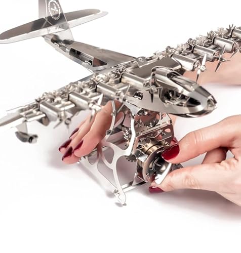 Model Airplane Kit With Tool Kit- Diy Scale Model - 3D Model Kit Heavenly Hercules - Moving Wind-Up Airplane Model | 3D Puzzle For Adults - Metal Diy Kit | Metal Model Collectible | Diy Construction #TOP1