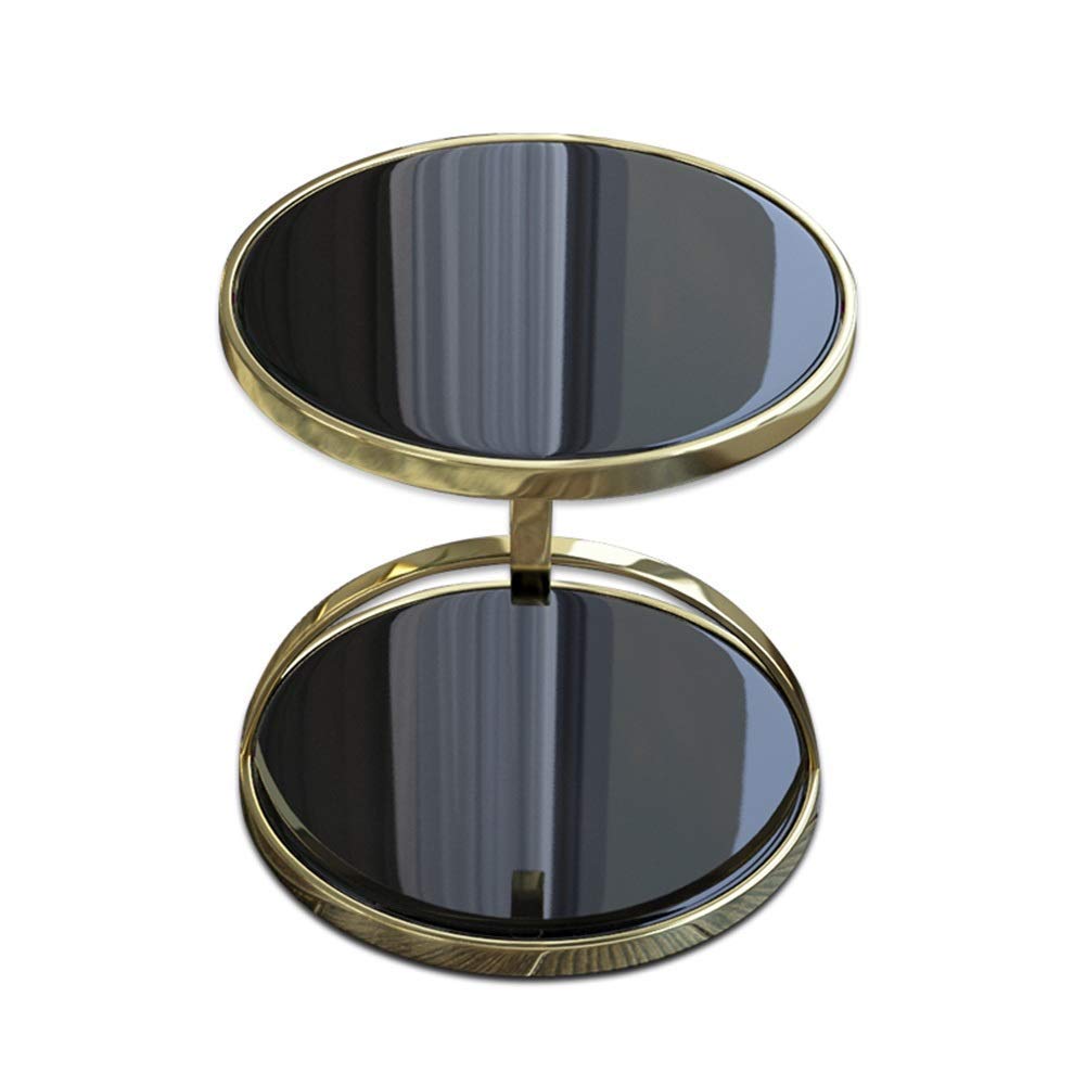 Table basse ronde en verre blanc et acier doré 48×58 cm
