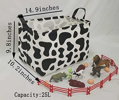 Image of Baby Storage Basket Nursery Box Laundry Hamper Organization Bins for Toys and Clothes with Handles (Cow)