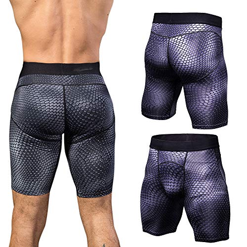 Ajcoflt 2 Pacote Homens Shorts de Compressão Ciclismo de Fitness Secagem Rápida Ginásio Treino de Co