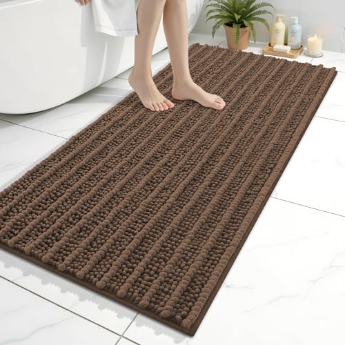 Image of Arotive Luxury Bathroom Ruuner Rugs 47x24, Extra Soft Thick Absorbent Shaggy Chenille Bath Rugs, Machine Wash Dry, Bath Mats for Bathroom Floor, Tub and Shower, Home Decor Accessories, Mocha