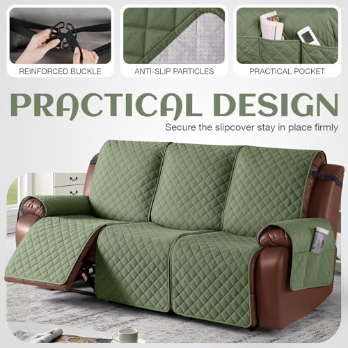 Image of KinCam Waterproof Recliner Sofa Covers Washable, 3 Seater, Cactus Green