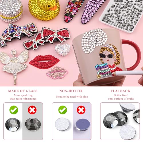 Image of 5000PCS SS6 /2mm Crystal Glass Rhinestones for Bedazzling (Black Diamond) | Flatback Rhinestones for Crafting DIY Nail Art Makeup Decoration, Gems Diomand Charms for Tumbler Shoes Clothing Mug