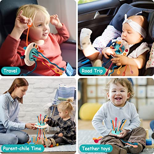 Hooku Montessori Toys For 1 Year Old, Sensory Toys For Toddlers 1-3, Montessori Ufo Silicone Pulling Toy, Fine Motor Toys, Baby Travel Toys, Toddler Infant Baby Girl Boy Gifts #TOP5
