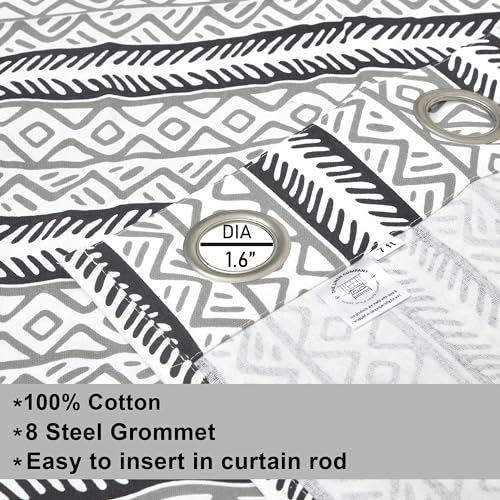 Image of THE LINEN COMPANY Cotton Room Darkening, Light Blocking Curtain 7 feet with Eyelet Rings 2 Pcs Set for Living Room, Dining Hall, Hotel, Farm House (4.5 ft x 7 ft, Bohemia Black)
