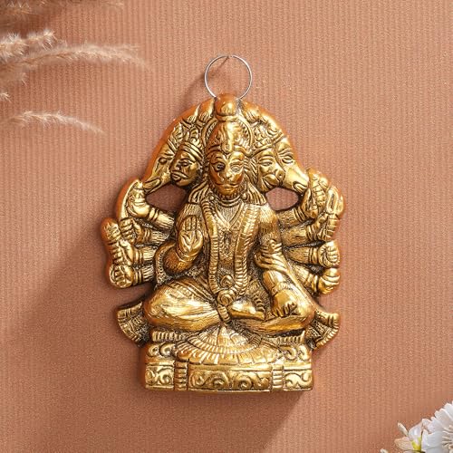 Image of TIED RIBBONS Panchmukhi Lord Hanuman Idol (Small, Metal, 5.3 Inch x 4 Inch) for Home Decor Pooja Room Bedroom Office Table Wall Bajrangbali Murti Statue Showpiece Gifting Decoration Items