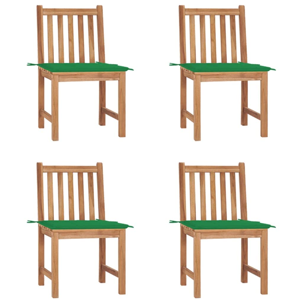 Sedie da giardino in legno di teak, 4 pezzi, con cuscino