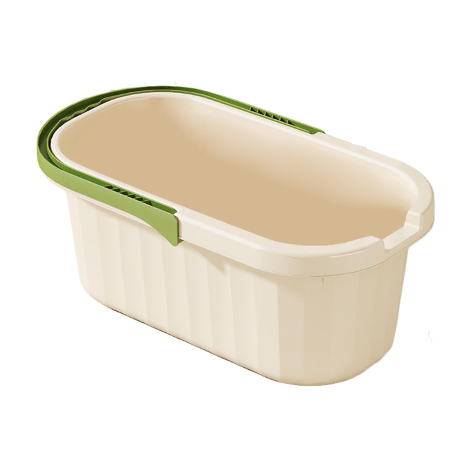 Cubo de Grande Y Rectangular con Asa Plegable, Multifuncional, Fabricado en PP Reforzado con Protector, Adecuado para L, Verde Pequeño, Individual