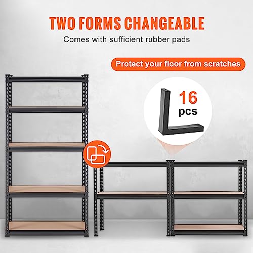 Image of VEVOR Storage Shelves 5-Tier Adjustable 2000 lbs 30 inchx12 inchx60 inch Shelving Unit | Heavy Duty Garage Storage Metal Utility Rack Shelf for Kitchen, Pantry, Basement, Bathroom, Laundry, Living Room, Warehouse