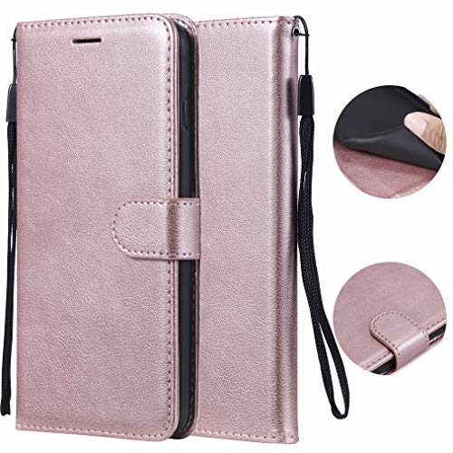 Laybomo Funda para Motorola Moto C Plus Carcasa Bolsa Tapa Cuero Billetera Magnética Protector Silicona Suave TPU Flip Cover para Moto C Plus Avec Fente pour Carte, Serie Empresarial (Oro Rosa)