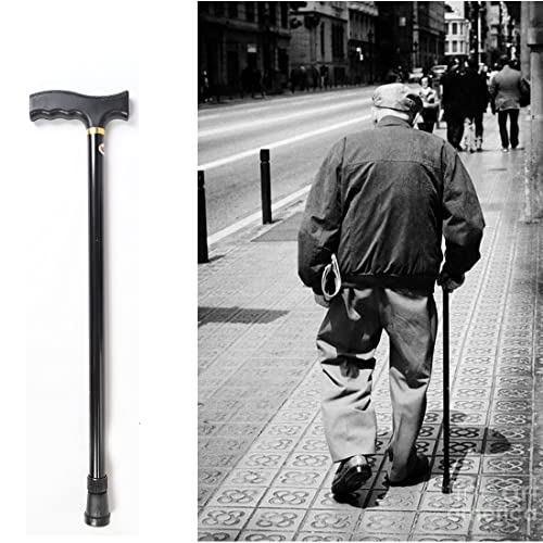 Image of Dr. Care Imported Height Adjustable Walking Stick with 10 Adjustable Height Level (Black)