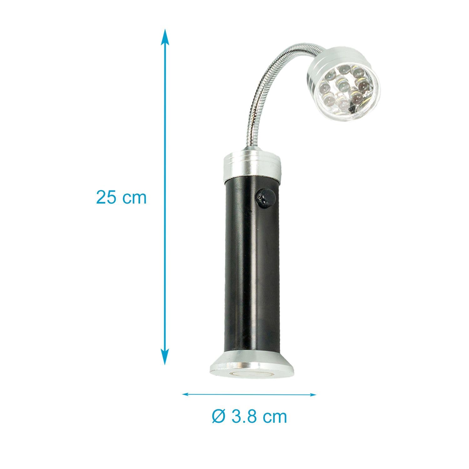Intirilife Set magnetico di 2 luci LED per barbecue in lega di alluminio per grigliate in nero - argento - 24.6 x 3.9 cm - Per una buona visibilità durante le grigliate, il campeggio o il lavoro