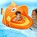 SwimSchool Gold-E-Fish Fabric Baby Boat, Splash and Play, Adjustable Safety Seat, Extra-Wide Inflatable Pool Float, Retractable Canopy, UPF 50, 6 to 24 Months, Orange