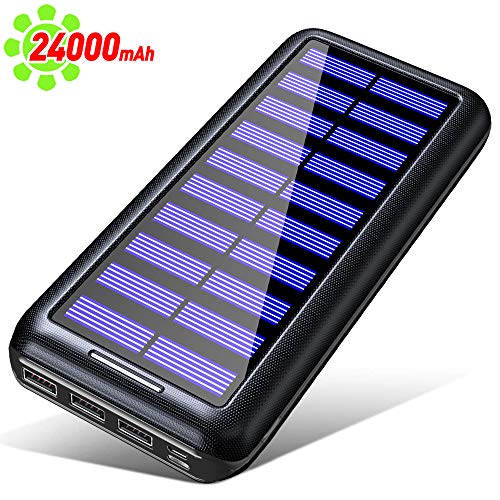 Gnceei Chargeur solaire haute capacité portable 2,4 A 3 USB