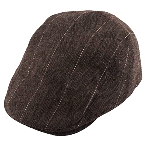 Image of The Tie Hub Wool Flat Cap for Men & Women | Adjustable Vintage Newsboy Gatsby Hat for Casual, Travel, Outdoor | Free Size Herringbone Ivy Style Cap