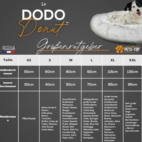 One PETS-TOP Rundes Haustierbett, Donut Hundebett, Katzenbett weich Donut-Bett mit abnehmbarem, waschbarem Bezug, Komfortabler Schlafplatz für Katzen & kleine bis mittelgroße Hunde (60x60x17cm)