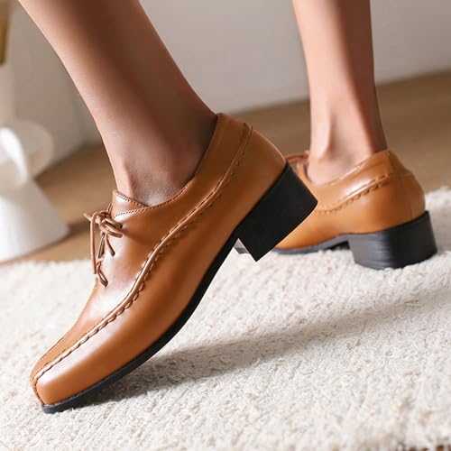 Gicoiz Lace Up Oxford Women Office Work Derby Square Toe2