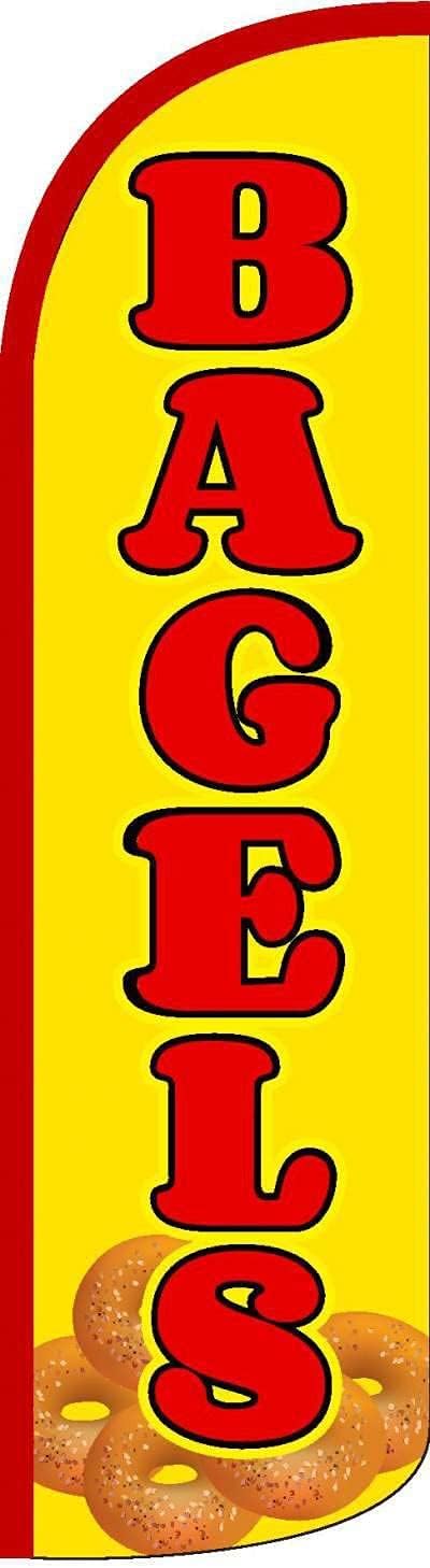 BAGELS - Windless Swooper Flag Feather Banner Sign 3x11.5 ft Tall (Flag Only) yq