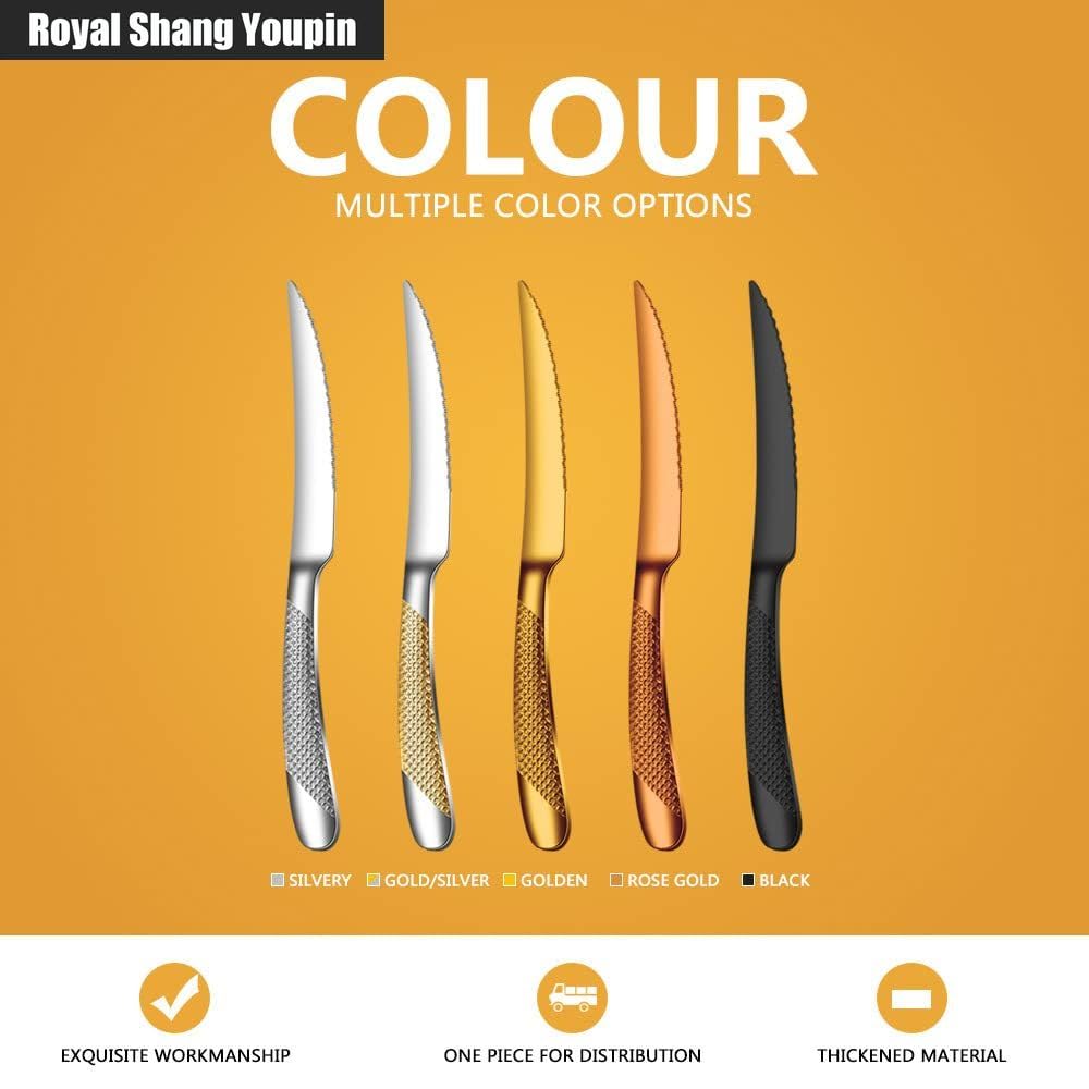 Stella Diamante Manico Cucina Acciaio Inossidabile Posate Stoviglie Posate Set Coltello Bistecca Forchetta Cucchiaio Cucchiaino (Oro rosa,20 pezzi)