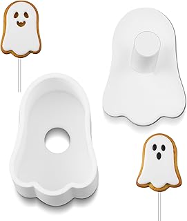 Halloween Ghost Cake Pop Mold Set, 3D Printed Ghost Cake Pop Cutter and Pusher, PLA Cute Spooky Cakepop Cookie Mold Press for Halloween Party Treats Birthday Home Baking Desserts