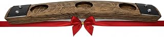 Barrel Stave Premium 3 Glass Whiskey, Bourbon, Scotch Flight Serving Tray, (No Glasses,Dark Walnut)